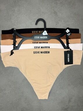 Steve‎ Madden Women's Seamless Thongs in Black, Cream, and Tan
